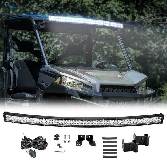 Polaris Ranger Fullsize Pro - Fit Cage Roof 50" Curved LED Light Bar Kit - WeiSen - ZT088 - A - L10 - W2