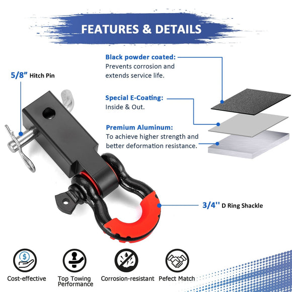 2" Rear Receiver Hitch & Shackle Hitch Receiver for 2012 - 2024 Can - Am Outlander & Renegade 1000 850 800 650 570 500 450 MAX XMR - WeiSen - 80107008+70304017