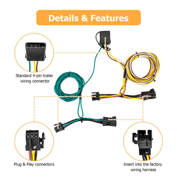 2003 - 2025 Chevrolet Express 2500 3500 Plug&Play 4 - Pin Trailer Wiring Harness - WeiSen - 70206054