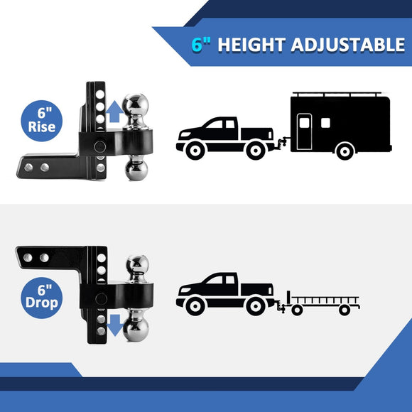 2005 - 2010 Jeep Grand Cherokee WK Heavy - Duty Steel 2" Rear Trailer Hitch & Adjustable Trailer Hitch Ball Mount - WeiSen - 70108007+70304025