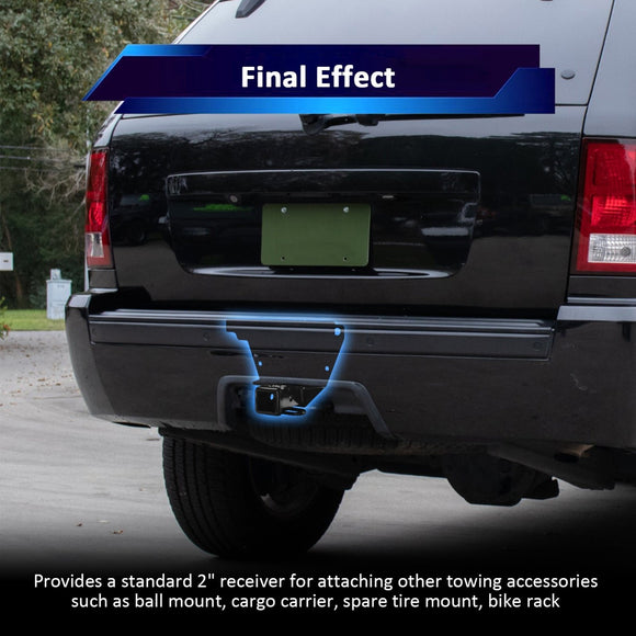 2005 - 2010 Jeep Grand Cherokee WK Heavy - Duty Steel 2" Rear Trailer Hitch & Adjustable Trailer Hitch Ball Mount - WeiSen - 70108007+70304025