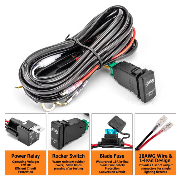 2005 - 2014 Toyota Tacoma Hilux Fortuner LED Light Bar Wiring Harness Push Button Switch - WeiSen - 70203024