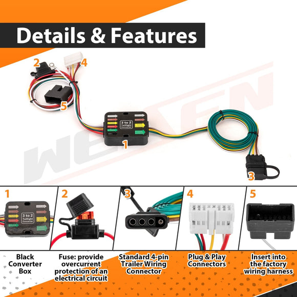 2011 - 2017 Honda Odyssey Plug&Play Vehicle - Side 4 - Pin Trailer Wiring Harness - WeiSen - 70206012