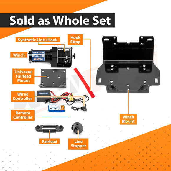 2016 - 2024 Yamaha Grizzly 700 / Kodiak 700 ATV 3000lb 12V Electric Winch Kit - WeiSen - 80310037