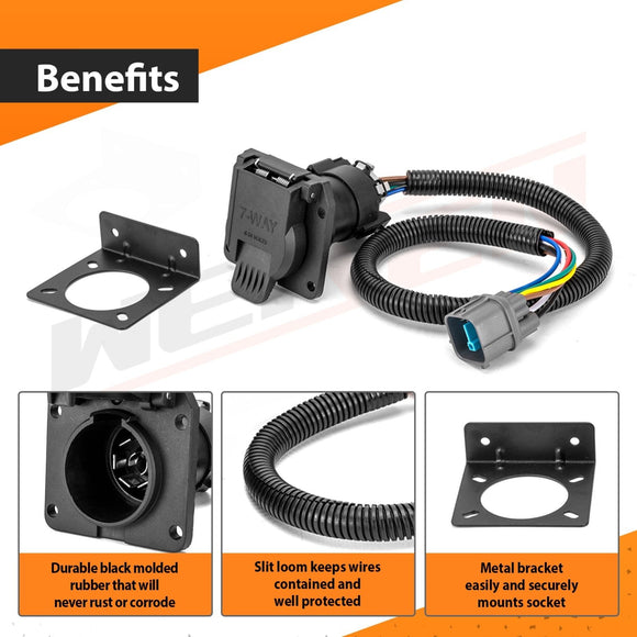 2017 - 2025 2nd Gen Honda Ridgeline Plug & Play 7 - Way RV Blade Trailer Wiring Harness - WeiSen - 70206040