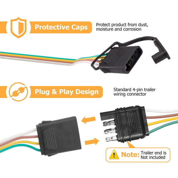 2018+ Volkswagen Tiguan 4 - Pin Trailer Wiring Harness with Plug & Play Connector - WeiSen - 70206016