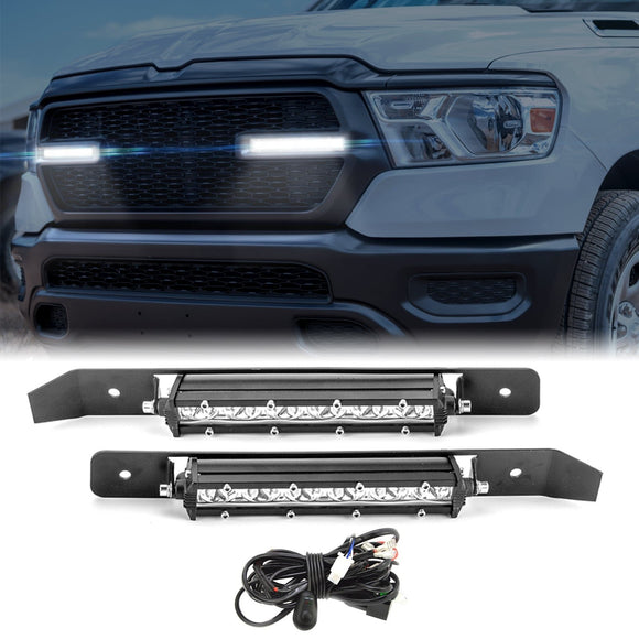 2019 - 2024 5th Gen Dodge Ram 1500 2Pcs 6" Recessed LED Grille Light Bar Kit - WeiSen - 70103005