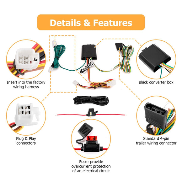 2019 - 2024 5th Gen Toyota RAV4 Plug & Play 4 - Pin Trailer Wiring Harness Kit - WeiSen - 70206026