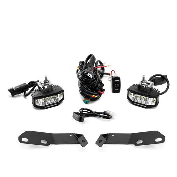 2019 - 2024 5th Gen Toyota RAV4 White&Amber Strobe 3.5 Inch LED Hood Hinge Ditch Light Pods w/ Wiring Harness Kit - WeiSen - 70104045+70201013