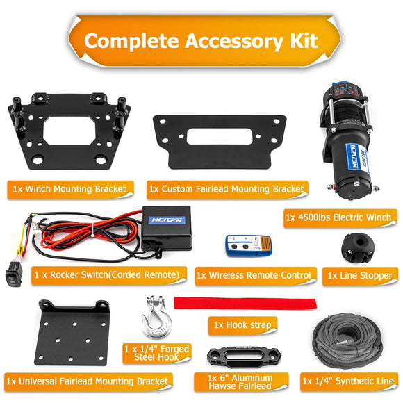 2020 - 2024 Kawasaki Teryx KRX 1000 2/4 UTV ATV 4500lb 12V Electric Winch Kit - WeiSen - 80310034