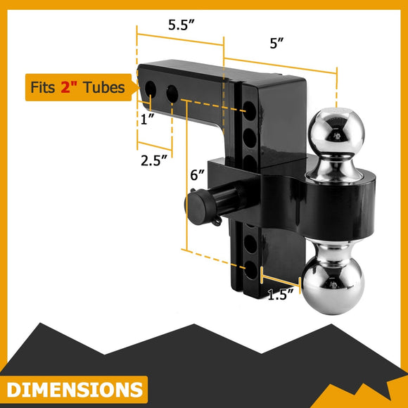 2022 - 2024 Maverick X3/MAX Heavy - Duty Steel Rear Adjustable Trailer Hitch Ball Mount Receiver Kit - WeiSen - 80107021+70304025