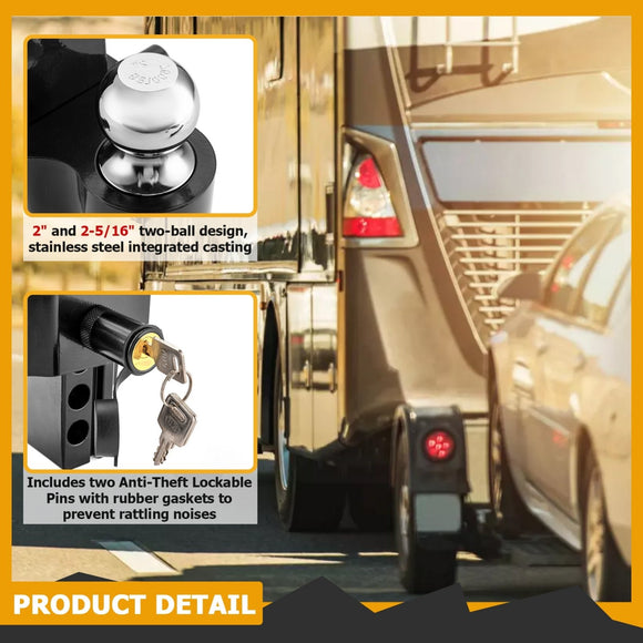 2022 - 2024 Maverick X3/MAX Heavy - Duty Steel Rear Adjustable Trailer Hitch Ball Mount Receiver Kit - WeiSen - 80107021+70304025