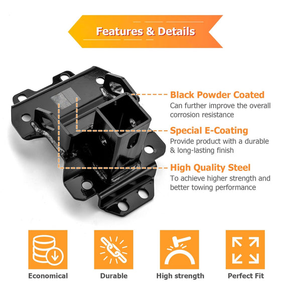 2022 - 2024 Maverick X3/MAX Heavy - Duty Steel Rear Adjustable Trailer Hitch Ball Mount Receiver Kit - WeiSen - 80107021+70304025