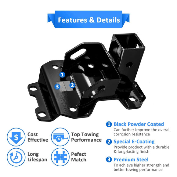 2022+ Maverick X3/MAX Heavy - Duty Steel 2" Rear Trailer Hitch & Shackle Hitch Receiver w/ 3/4" D Ring and 7/8" Locking Pin - WeiSen - 80107021+70304017