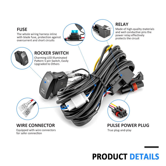 2022+ Polaris RZR Pro R Rear 18W LED Work Light Pod Mounting Bracket Wiring Harness Kit - WeiSen - 80104009+70201005+80206009