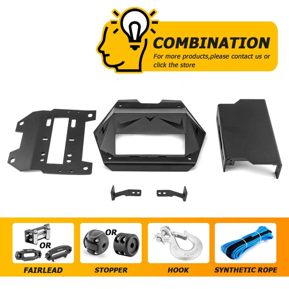 2022+ Polaris RZR Turbo R Pro R Heavy Duty Steel Winch Mounting Bracket w/ Metal Cover Panel - WeiSen - 80106024