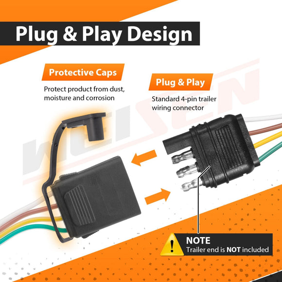 Plug&Play 4 - Pin Trailer Wiring Harness Kit for 2017 - 2023 Tesla Model 3 & 2020 - 2023 Tesla Model Y - WeiSen - 70206080