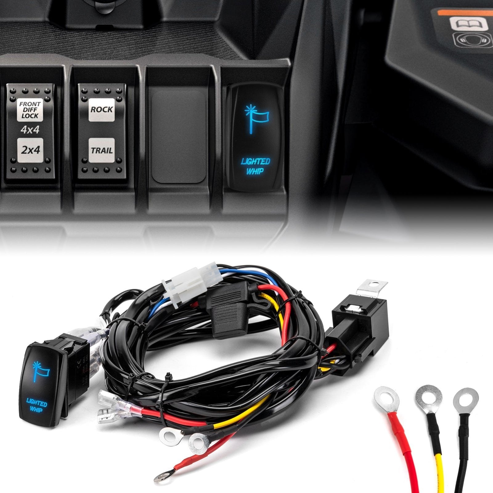 HikariK ページ UTV Key On Whip Light Wiring Harness Kit for 2017-2025 Can-am