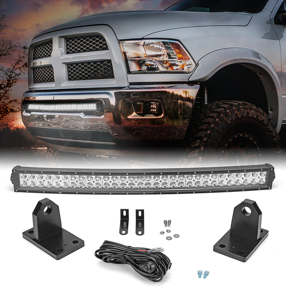 2010 - 2019 Dodge Ram 2500 3500 4500 32" Curved LED Light Bar Hidden Bumper Mount Kit - WeiSen - ZT014 - A - L8 - W1 - A