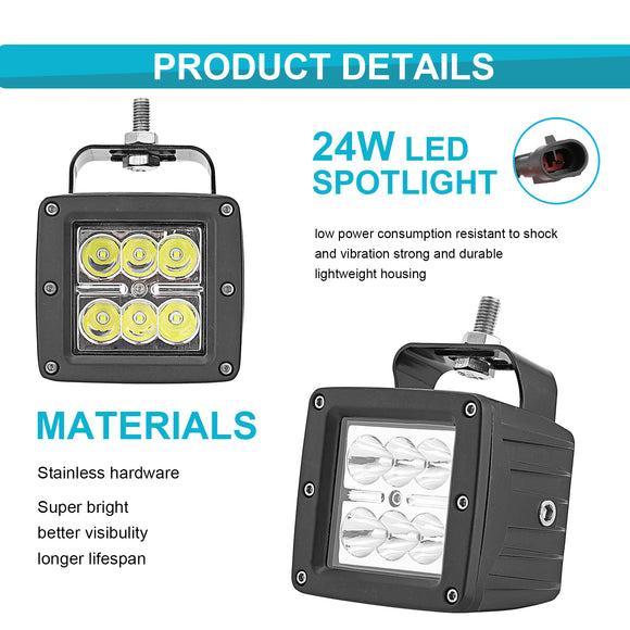 Chevrolet Colorado GMC Canyon Cube Spot LED Lights Pod Hood Hinge Mounts Lighting Exterior - WeiSen - ZT106+LED001+WI005 - A