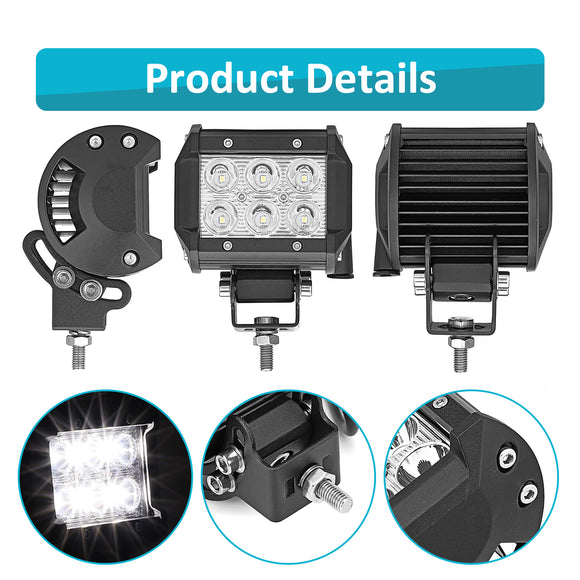 Polaris RZR 800 900 XP 1000 18W Side Fog LED Light Pod+A Pillar Bracket Wire - WeiSen - ZT001+LED003+WI001