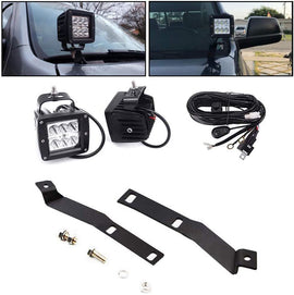 2007 - 2021 Toyota Tundra Low Profile Brackets Upper Hood Ditch Side Mount w/2 x 18W 3" LED Work Lights & Wiring Kit - WeiSen - ZT080+LED001+WI001