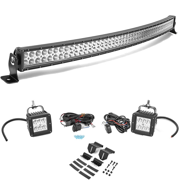 2013 - 2024 Polaris Ranger 570 900 Roof 50" LED Light Bar + Mounting Brackets + A Pillar Fog Pod Kit - Weisen - ZT088 - A+LED010+WI002+ZT095+LED001+WI005 - A