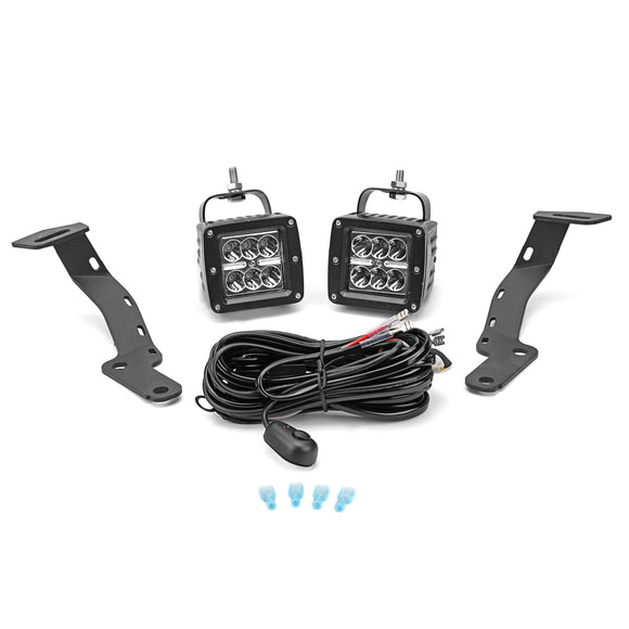 2007 - 2021 Toyota Tundra Low Profile Brackets Upper Hood Ditch Side Mount w/2 x 18W 3" LED Work Lights & Wiring Kit - WeiSen - ZT080+LED001+WI001