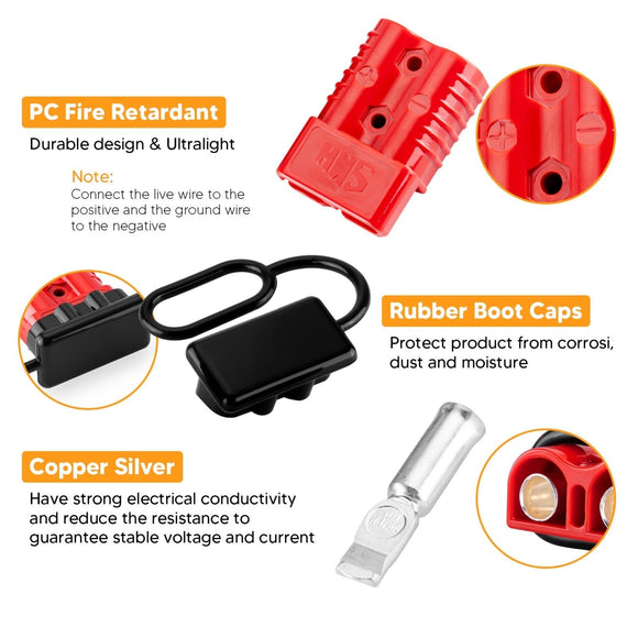 2 - 4 Gauge Battery Quick Connect Winch Trailer Disconnect Wire Plug Recovery Kit - WeiSen - 80310018*2