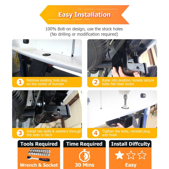 2005 - 2010 Dodge Dakota Heavy Duty Steel Rear Towing Hitch 2" Receiver - WeiSen - 70108004