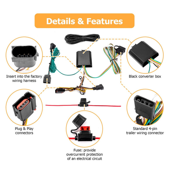 2008 - 2017 Jeep Patriot 4 - Pin Trailer Wiring Harness w/ Plug & Play Connector - WeiSen - 70206007