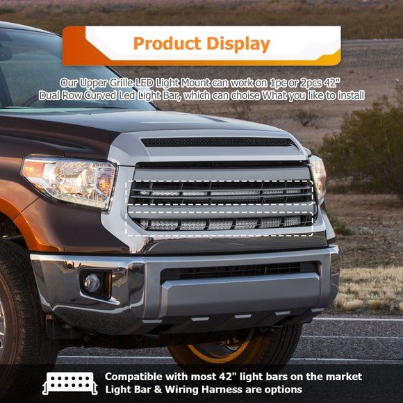 2014 - 2021 Toyota Tundra Upper Grille Dual 42" Curved LED Light Bar Kit - WeiSen - 70103002+70202008*2+70203006
