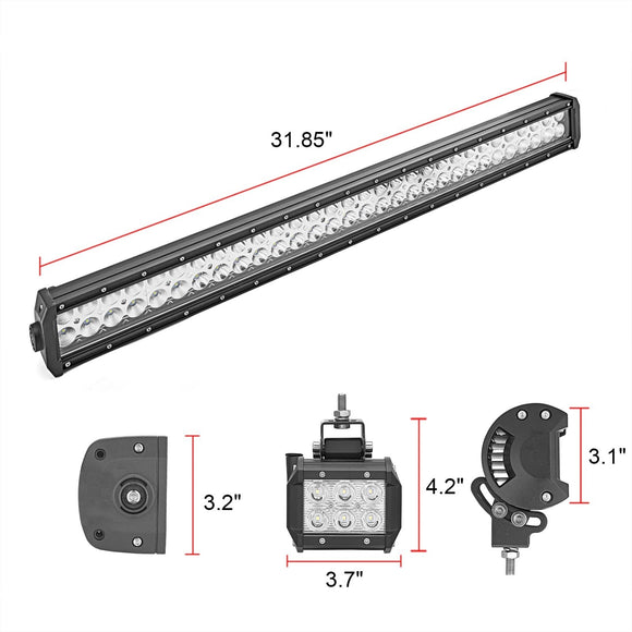 2014 - 2022 Polaris RZR 900 XP 1000 Upper Roof 32" LED Light Bar Bracket Wire Kit - WeiSen - ZT007 - A+ZT001+LED003+LED005+WI004