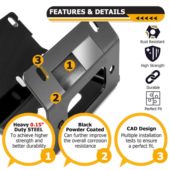 2014+ Honda Rancher Foreman Rubicon TRX420/500/520 Heavy - Duty Steel Winch Mounting Bracket - WeiSen - 80106010
