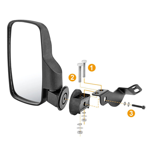 2016 - 2024 Polaris General 1000 - 4/1000 Side Rear View Mirror Set Roll Bar Clamp - WeiSen - 80301022