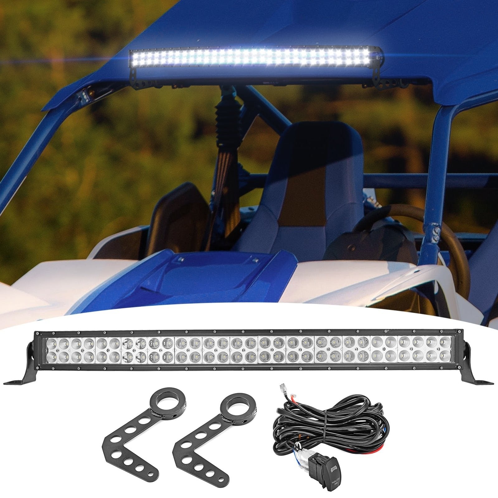 2016-2023 Yamaha YXZ1000R Roof Roll Cage 32" Curved LED Light Bar Mount Wire Kit - Weisen