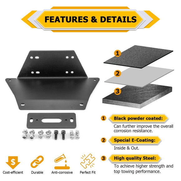 2017 - 2024 Polaris Ranger XP 1000/Crew UTV Steel Winch & Fairlead Mounting Bracket - WeiSen - 80106022