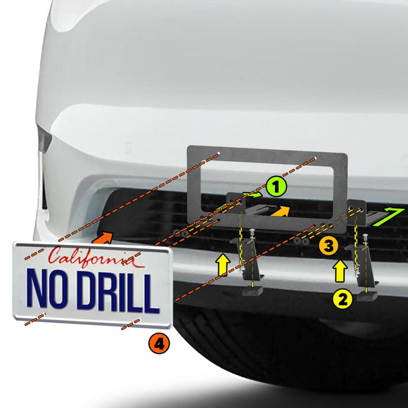 2020 - 2022 Tesla Model Y Front Bumper Lower Grille Licsense Plate Bracket | NO Holes NO Drilling | Quick - Release - WeiSen - 70302012