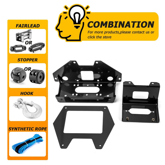 2020 - 2024 Polaris RZR PRO XP 2/4 Heavy Duty Steel UTV Winch Mounting Plate - WeiSen - 80106027