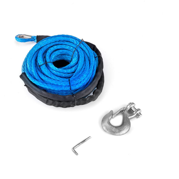 3/8" x 95’ Synthetic Winch Cable Rope Clevis Slip Hook for ATV UTV SUV Truck Boat 8,000 - 12,000 lb - WeiSen - 80310011+80310015