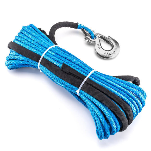 3/8" x 95’ Synthetic Winch Cable Rope Clevis Slip Hook for ATV UTV SUV Truck Boat 8,000 - 12,000 lb - WeiSen - 80310011+80310015