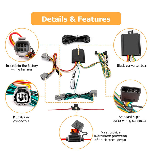 4 - Pin Trailer Wiring Harness Plug & Play for 2008 - 2012 Dodge Nitro Jeep Liberty All Models 56334 - WeiSen - 70206017