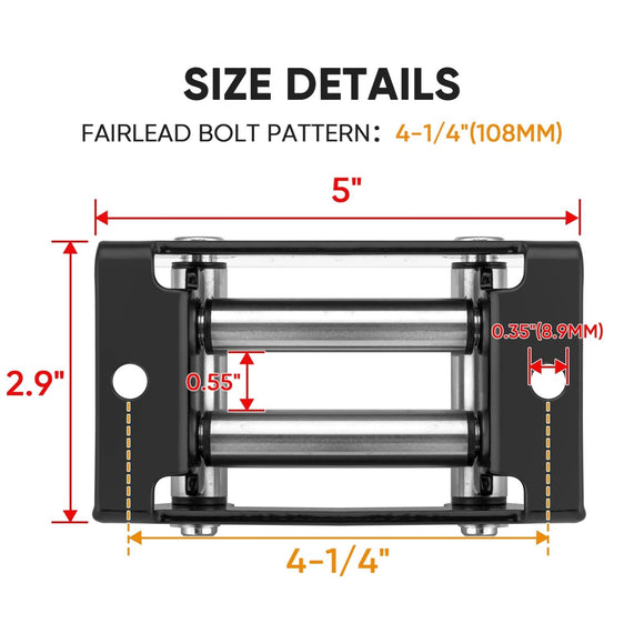 ATV UTV 4 - Way 4 - 1/4" Winch Roller Fairlead Cable Guide for 3000 - 4000 LBS - WeiSen - 80310005