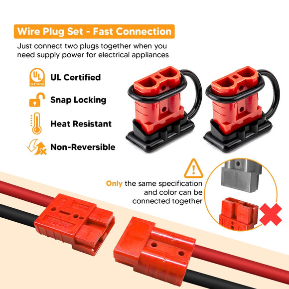 Car Turck ATV RV Boat Winch Lift Motor Crane Battery Quick Connect Disconnect Electrical Plug Kit (4 Pack) - WeiSen - 80310030