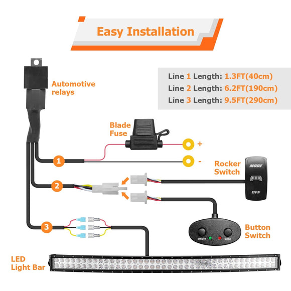 Jeep Ford Toyota UTV ATV 42" Dual Rows Curved LED Light Bar W/ Wiring Harness Kit | Amber White & Strobe Modes - WeiSen - 70202020