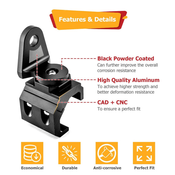 Pair Aluminum Whip Light Mounting Brackets for Polaris General Ranger Can - Am Defender Commander Maverick Sport Trail - WeiSen - 80109002