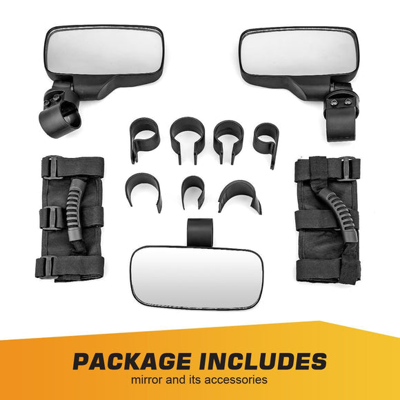Polaris RZR XP 1000 900 570 800 Roll Bar Cage Rear View Mirrors w/ Grips - WeiSen - ZT035