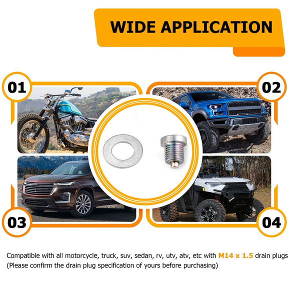 Solid Steel M14 x 1.5 Magnetic Engine Oil Transmission Drain Plug for Most Ford Hyundai KIA - WeiSen - 70311006