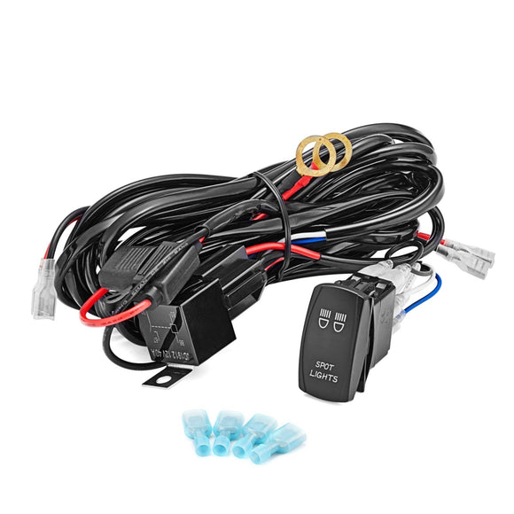 UTV ATV Off Road 2 LEAD Spot Light Rocker Switch Wire Harness Kit - WeiSen - WI005 - A