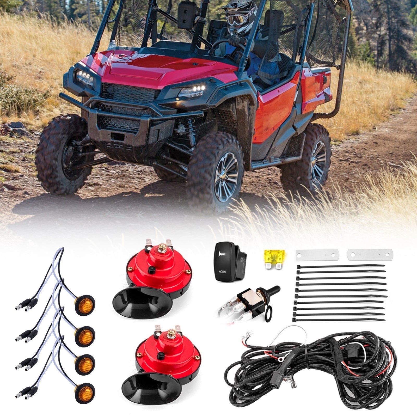 UTV/ATV Universal Street Legal Turn Signal Kit With Toggle Switch & Ho - Foto 2